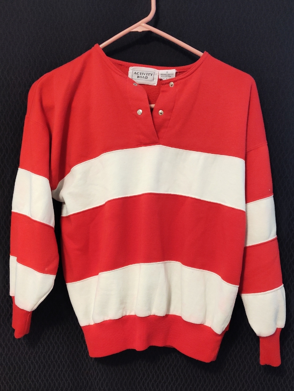 VTG Women's Red & White Striped Rugby Sweater